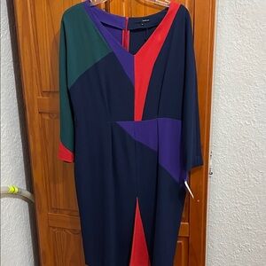 Armand Basi Elegant Multicolor V-Neck Dress vintage